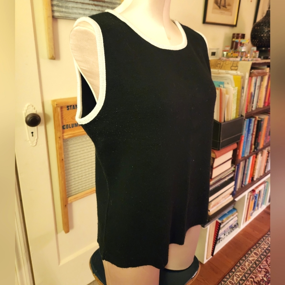 Vest Sweet Woman Black Top White Trim